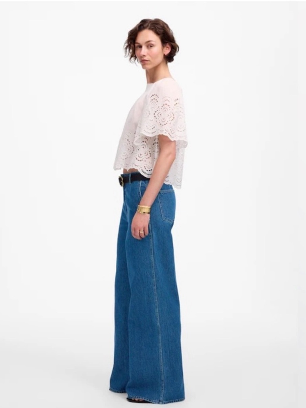 NWT MADEWELL Petite Wide Leg Jeans, Relaxed Trousers 100% Cotton, Java Wash, 30P